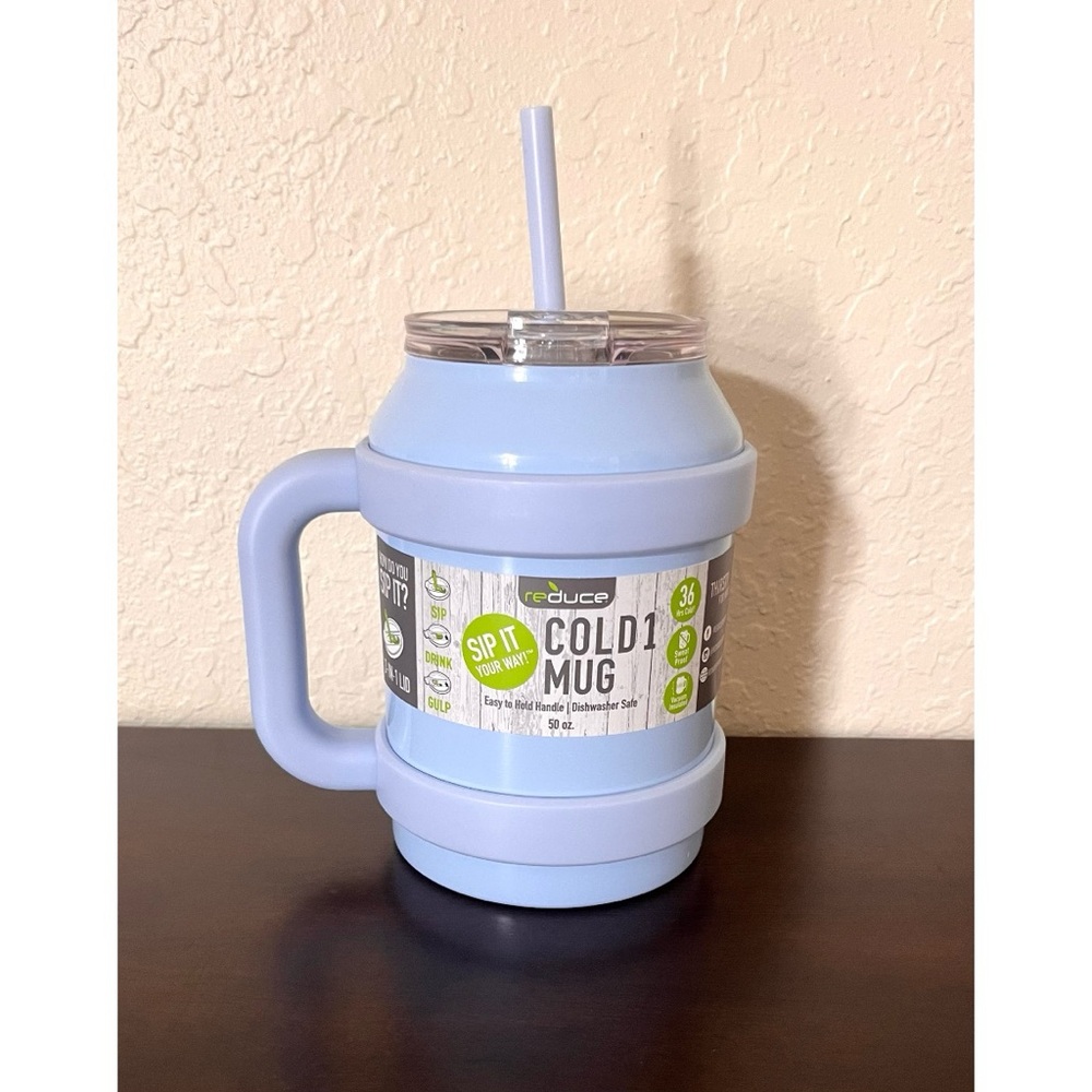 Reduce Cold1 Mug with Straw - Light Blue